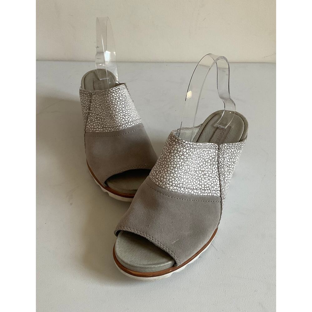 Sorel Women's Joanie II Gray Wedge Suede Leather Slide Platform Slide Size 9